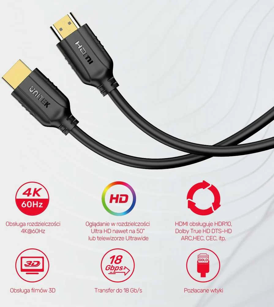 UNITEK HDMI KABELIS 2.0 4K 60HZ 10M C11079BK-10M