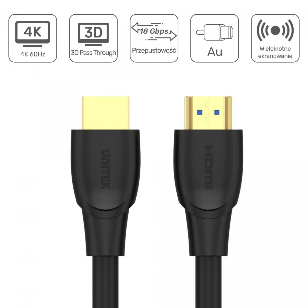 UNITEK C11041BK didelės spartos HDMI v.2.0 4K 60HZ 5M kabelis