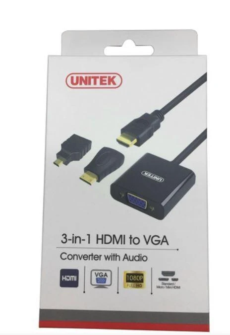 UNITEK Y-6355 Unitek Adapteris mini/mikro HDMI prie VGA + garso, Y-6355