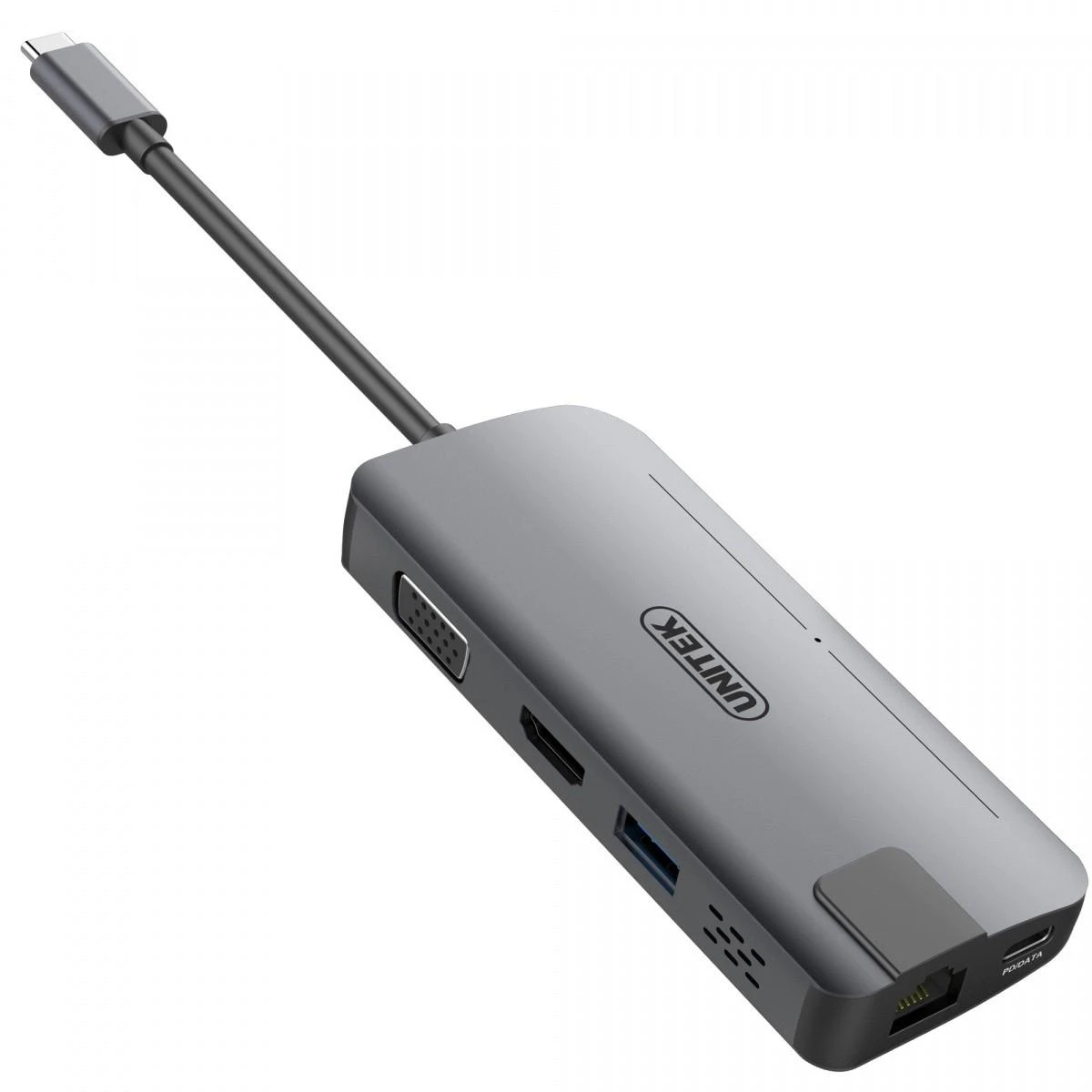 Unitek Hub USB Typ-C + HDMI + VGA + Gigabit + maitinimo tiekimas Y-DK09016