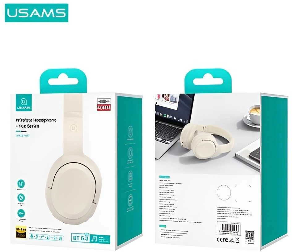 USAMS Bluetooth 5.3 Ausinės Yun Series rusvai gelsvas TDLYEJYX02 (USAMS-YG23)