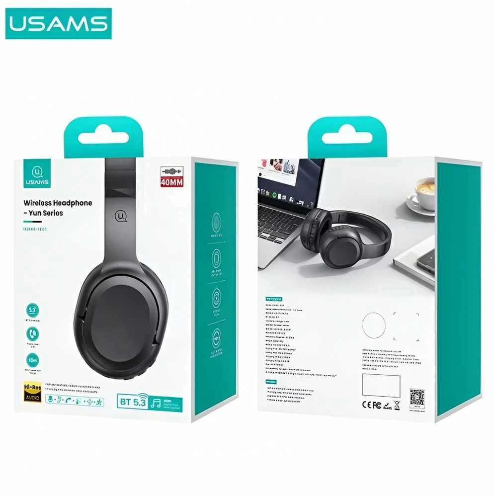 USAMS Bluetooth 5.3 Ausinės Yun Series juodos spalvos TDLYEJYX01 (USAMS-YG23)