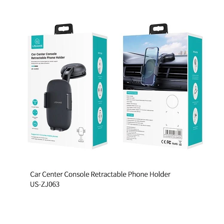 USAMS Car Mount for Dashboard/Windshield juodos spalvos ZJ063ZJ01 (US-ZJ063)