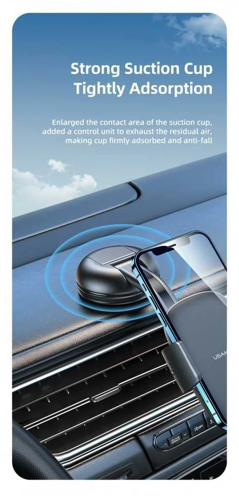USAMS Car Mount for Dashboard/Windshield juodos spalvos ZJ063ZJ01 (US-ZJ063)