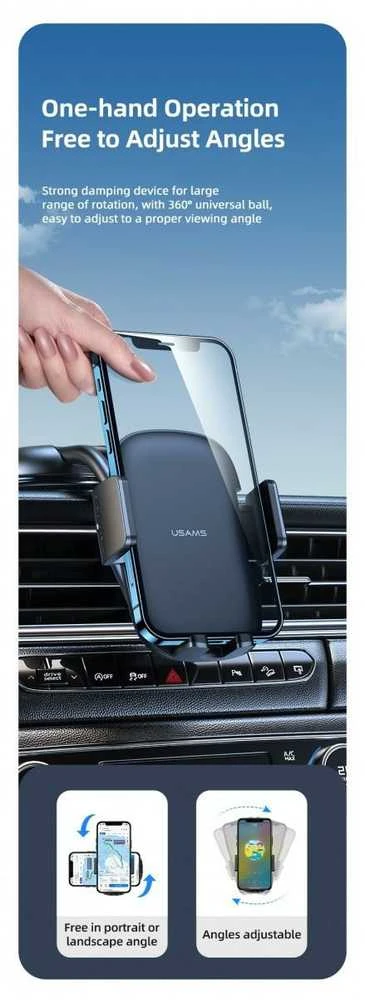USAMS Car Mount for Dashboard/Windshield juodos spalvos ZJ063ZJ01 (US-ZJ063)