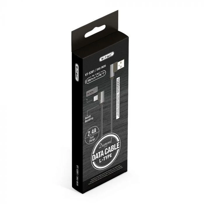 V-tac 1m mikro USB laidas, juodas