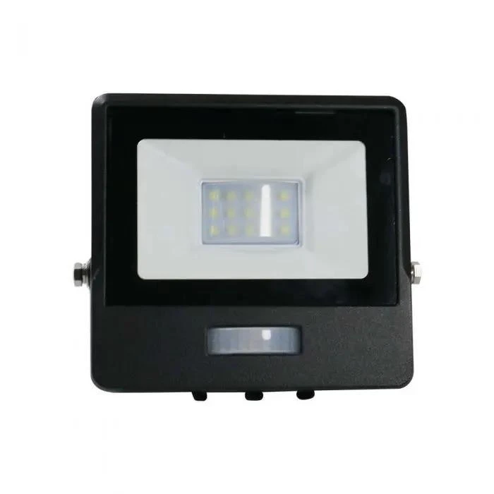 Samsung 10W LED prožektorius V-TAC, juodu korpusu, 3000K, su judesio davikliu