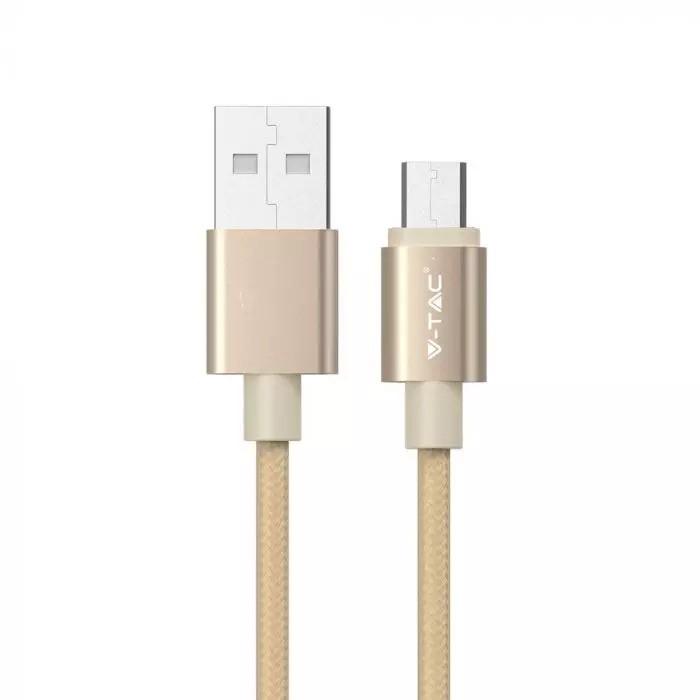 V-tac 1m mikro USB laidas, auksinės spalvos, laido tipas : pintas.