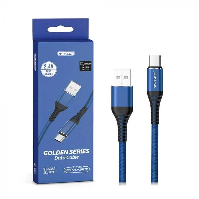 V-tac 1m type-c USB laidas, mėlynas