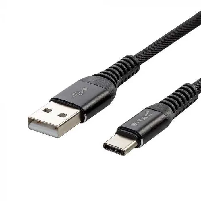 V-tac 1m type-c USB laidas, juodas