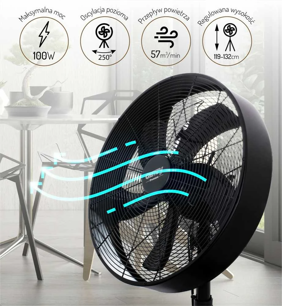 Ventiliatorius Camry | CR 7329 | Tripod Loft Fan | 100 W | Diameter 40 cm | Greičių skaičius 3 | Oscillation | Juodas