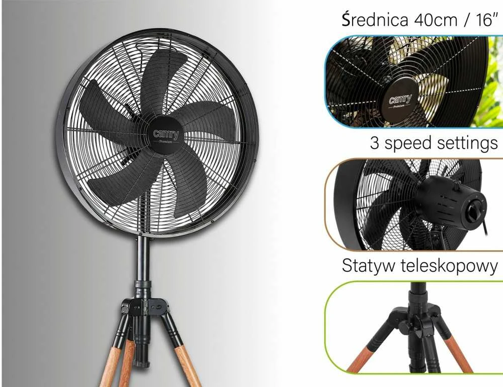 Ventiliatorius Camry | CR 7329 | Tripod Loft Fan | 100 W | Diameter 40 cm | Greičių skaičius 3 | Oscillation | Juodas