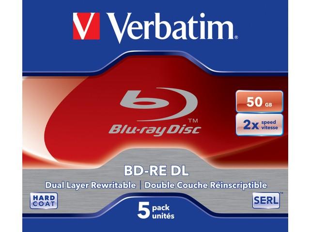 VERBATIM 5x BD-RE Dual Layer 50GB 2x Jewel Case baltas mėlynas paviršius