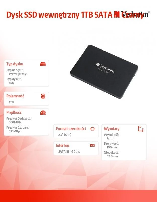 Verbatim SSD INT Verbatin Vi550 S3 2.5 SATA 1TB