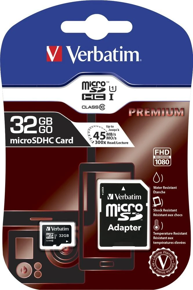 Verbatim 32GB Micro SDHC kortelė pakuotėje