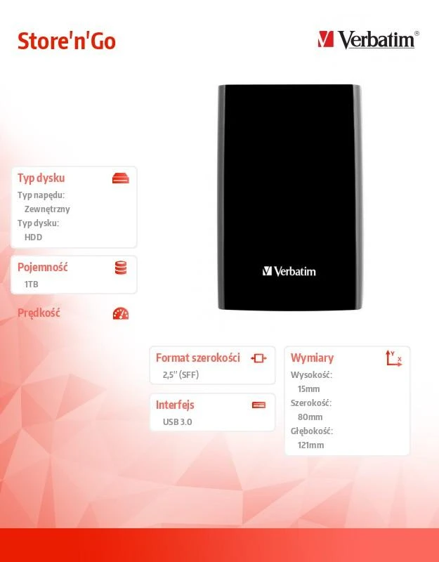 Kietasis diskas Išorinis diskas, 1TB Verbatim / V53023