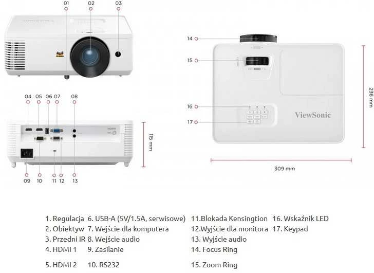Projektorius Viewsonic PA700S 4500 ANSI liumenų DLP SVGA Baltas