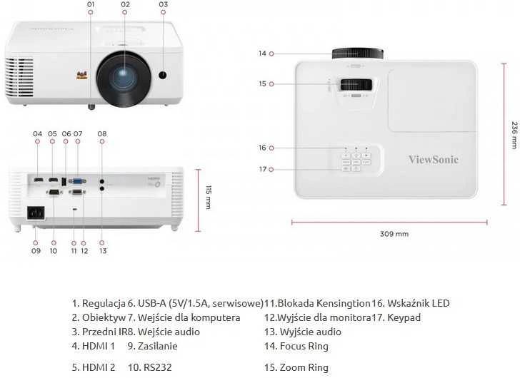 Viewsonic PA700X duomenų projektorius Standartinis projektorius 4500 ANSI liumenų XGA (1024x768) Baltas