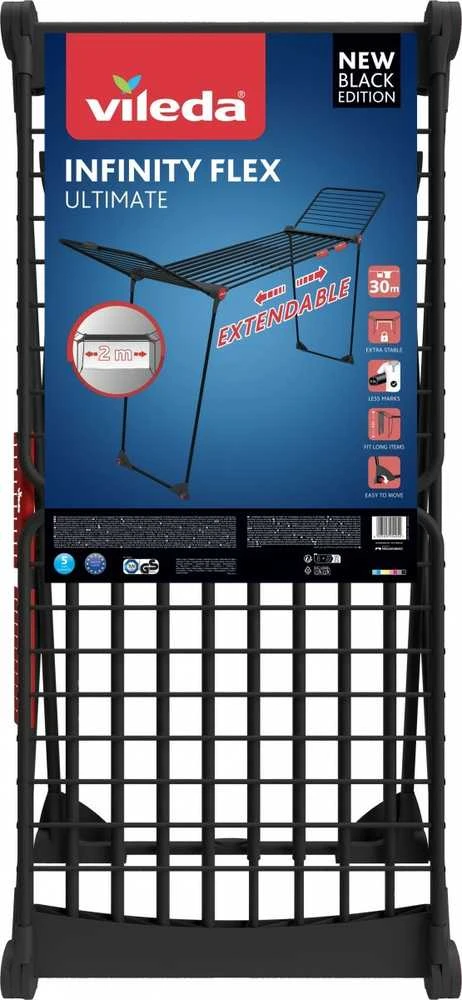 Vileda Infinity Flex Ultimate teleskopinė skalbinių džiovykla juodas