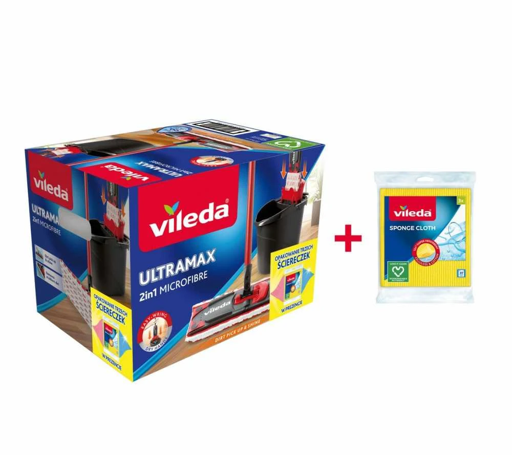 Vileda Ultramax Box su šluota, šluoste ir kibiru + šluostės 3 vnt.