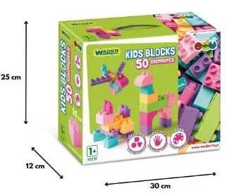 Wader Klocki 50 dalys Kids Blocks rožinė