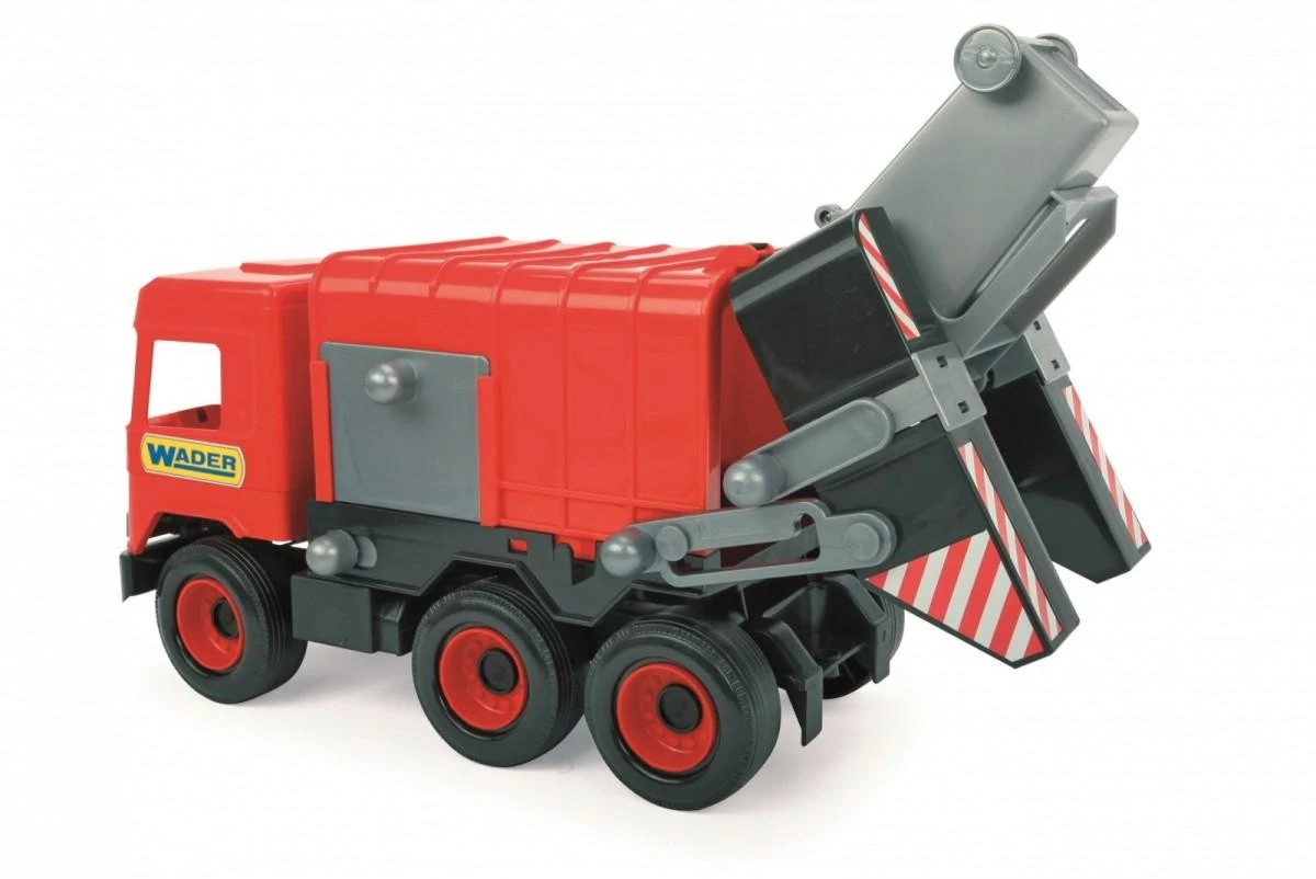 WADER 32113 Middle Truck - Raudonas šiukšliavežis kartoninėje dėžėje