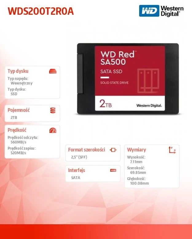 Sandisk SSD WD WDS200T2R0A 2 TB 2,5"; ATA III rimtas 3D NAND