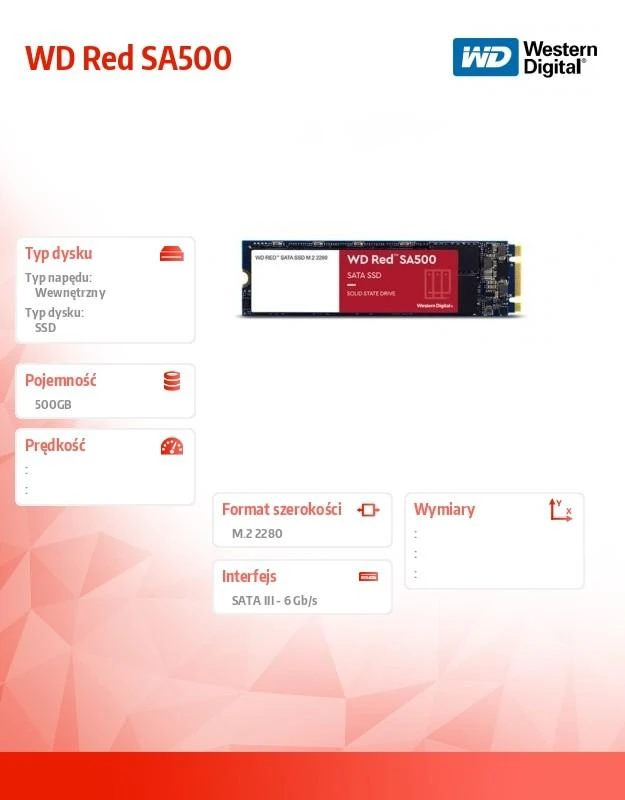 Sandisk HDD SSD WD WDS500G1R0B 500GB red