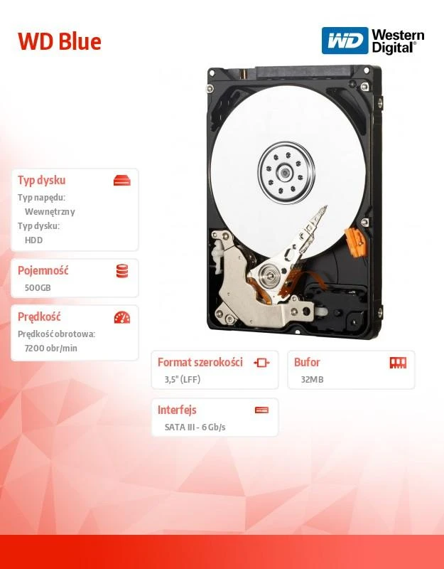 Sandisk WD Mėlyna 500GB SATA 6Gb/s HDD Desktop