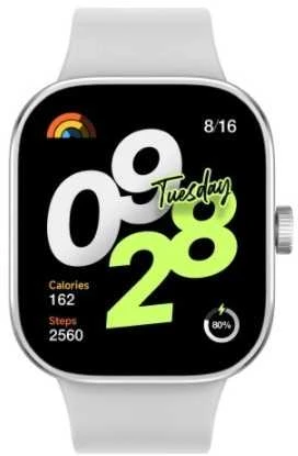Išmanusis laikrodis Redmi Watch 4,  Sidabrinės spalvos apvadas su pilkos spalvos silikoniniu dirželiu
