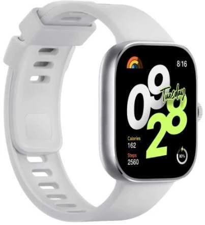 Išmanusis laikrodis Redmi Watch 4,  Sidabrinės spalvos apvadas su pilkos spalvos silikoniniu dirželiu