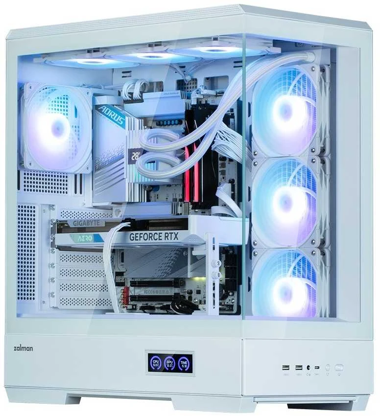 Zalman P50 DS kompiuterio korpusas, Midi-Tower, ATX, RGB, grūdintas stiklas - baltas