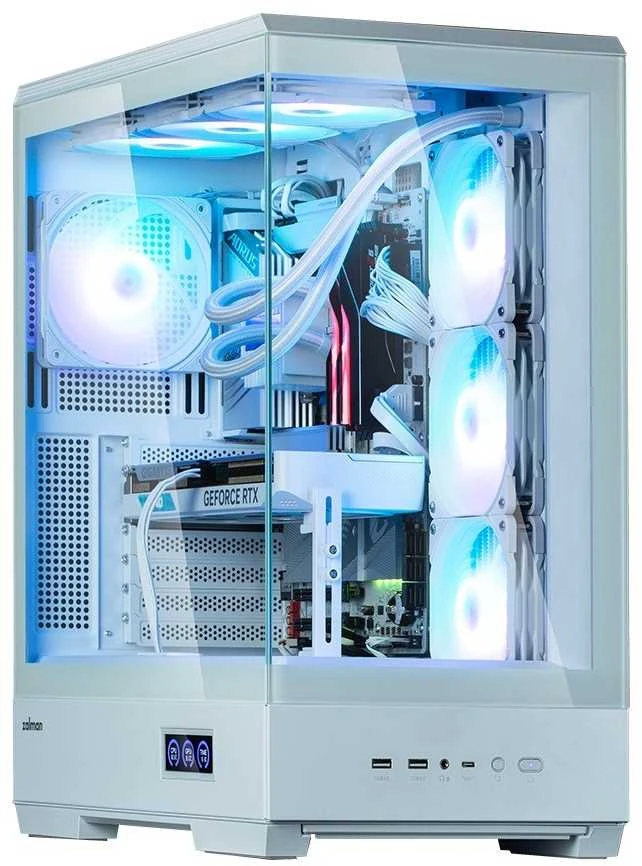 Zalman P50 DS kompiuterio korpusas, Midi-Tower, ATX, RGB, grūdintas stiklas - baltas