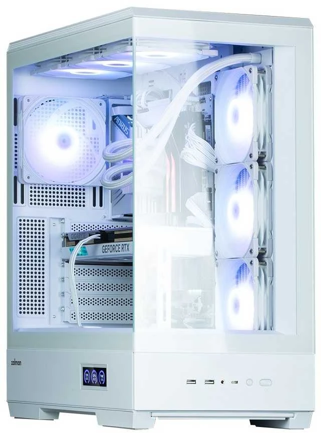Zalman P50 DS kompiuterio korpusas, Midi-Tower, ATX, RGB, grūdintas stiklas - baltas