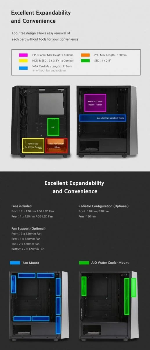 Zalman S4 Plus „Midi Tower“ Juoda