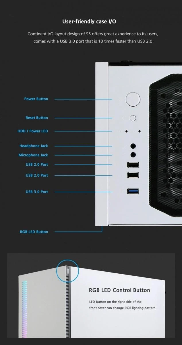 Zalman S5 Baltas kompiuterio korpusas „Midi Tower“ Balta