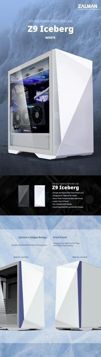 Zalman Z9 Iceberg ATX, baltas