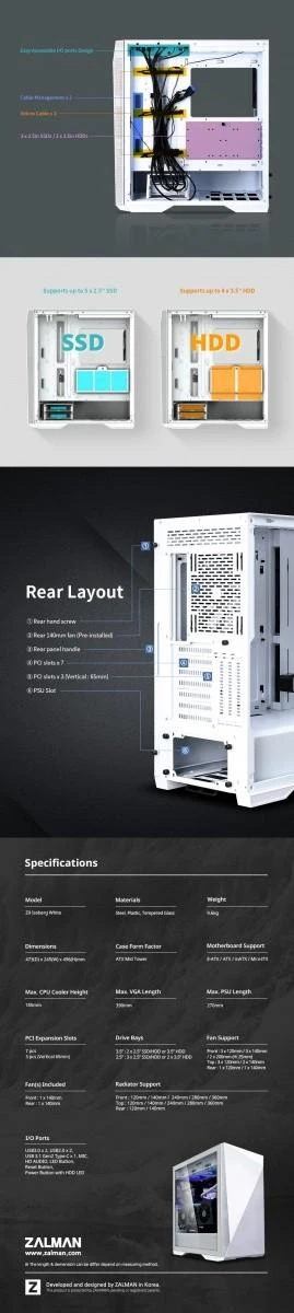 Zalman Z9 Iceberg ATX, baltas