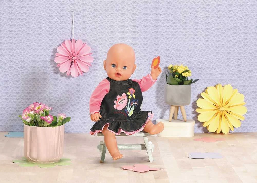 Zapf Madinga lėlė džinsinė suknelė 43 cm gimusiai lėlei