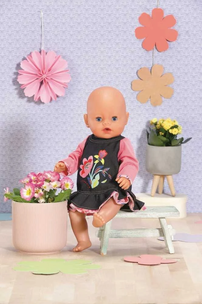 Zapf Madinga lėlė džinsinė suknelė 43 cm gimusiai lėlei