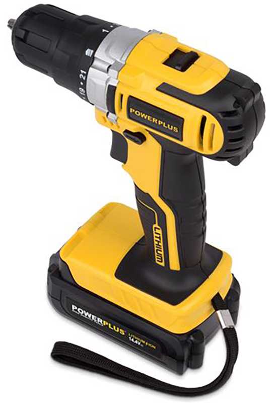 POWERPLUS POWX00422 akumuliatorinis gręžtuvas-suktuvas gręžimui ir varžtų sukimui 20V 2x1.5Ah su įkrovikliu