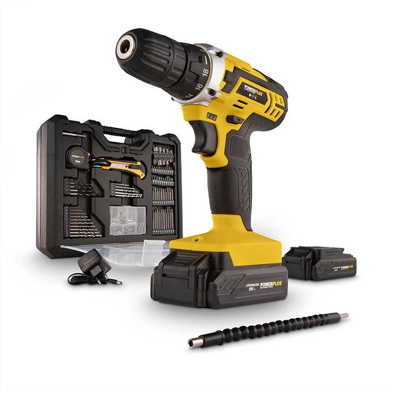 Akumuliatorinis gręžtuvas 20V, 2x1,3Ah, 134 priedai POWX00830 POWERPLUS