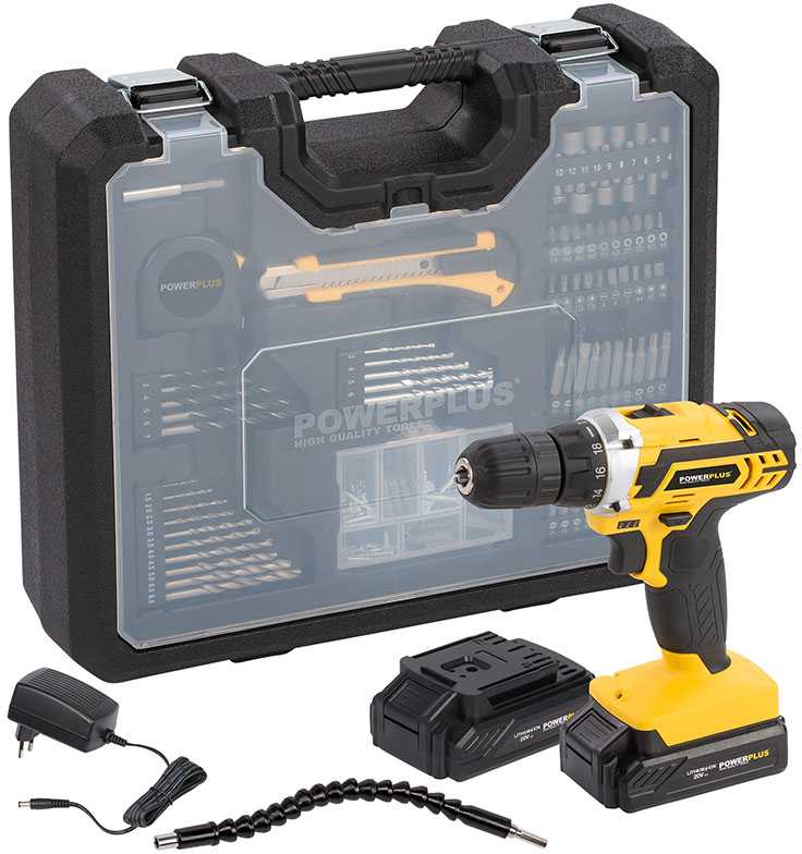 Akumuliatorinis gręžtuvas 20V, 2x1,3Ah, 134 priedai POWX00830 POWERPLUS