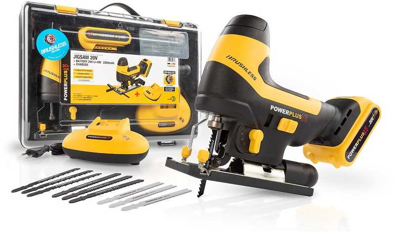 Akumuliatorinis siaurapjūklis bešepetėliniu varikliu, 20V 1x2,0Ah, POWXB50020 POWERPLUS XB