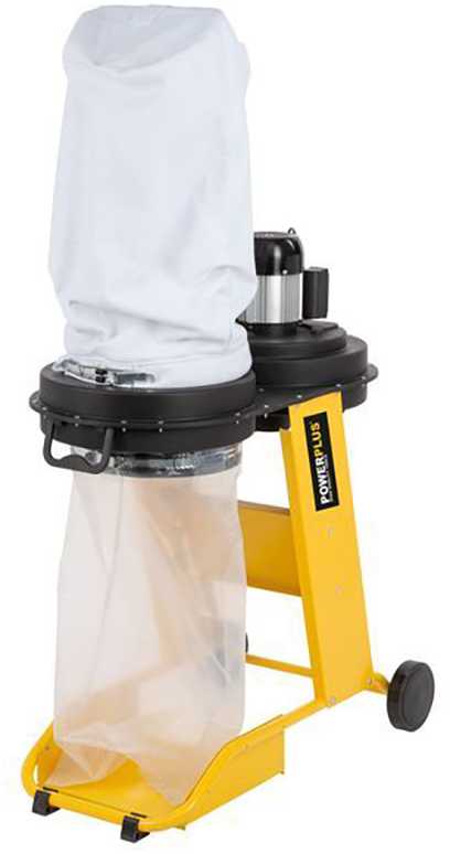 POWERPLUS dulkių ir drožlių surinkėjas POWX2090 550W 65L 100mm žarna 900m³h Juoda Geltona