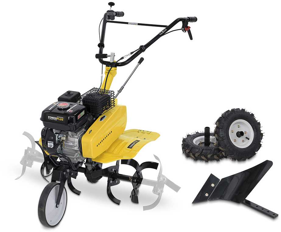POWERPLUS POWXG7217 benzininis kultivatorius ir žemės freza dirvos apdirbimui ir sodo paruošimui 208cc 4200W 105cm 4-taktis variklis reversas