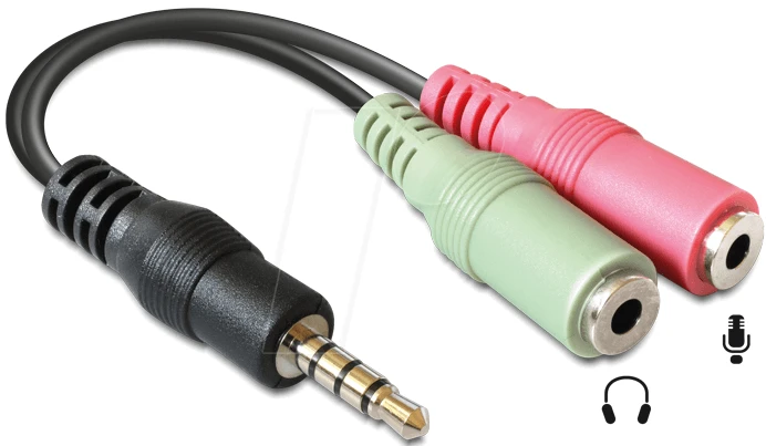 3.5 mm garso skirstytuvas su ausinių ir mikrofono jungtimis