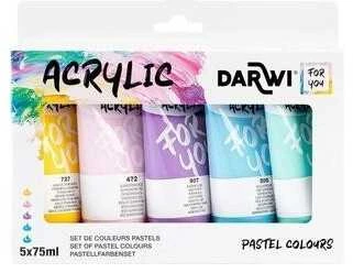Akrilinių dažų rinkinys Darwi 5x75ml pagrindinės spalvos
