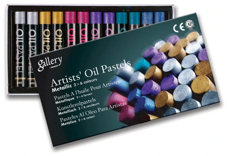 Aliejinės pastelės Metallic rinkinys 2x6sp.