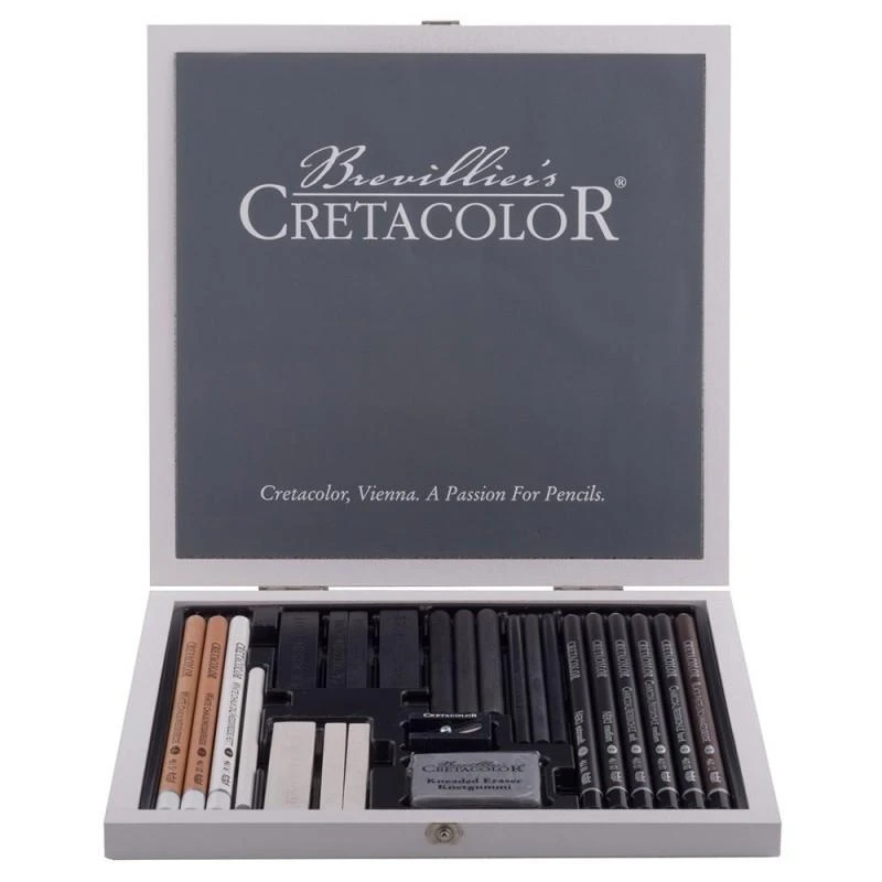 Piešimo rinkinys Cretacolor Juodas Baltas 25vnt